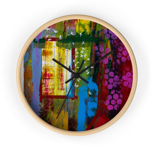 Vibrant Abstract Wall Clock, Colorful Home Decor, Modern Interior Design, Unique Gift, Art Lovers Timepiece
