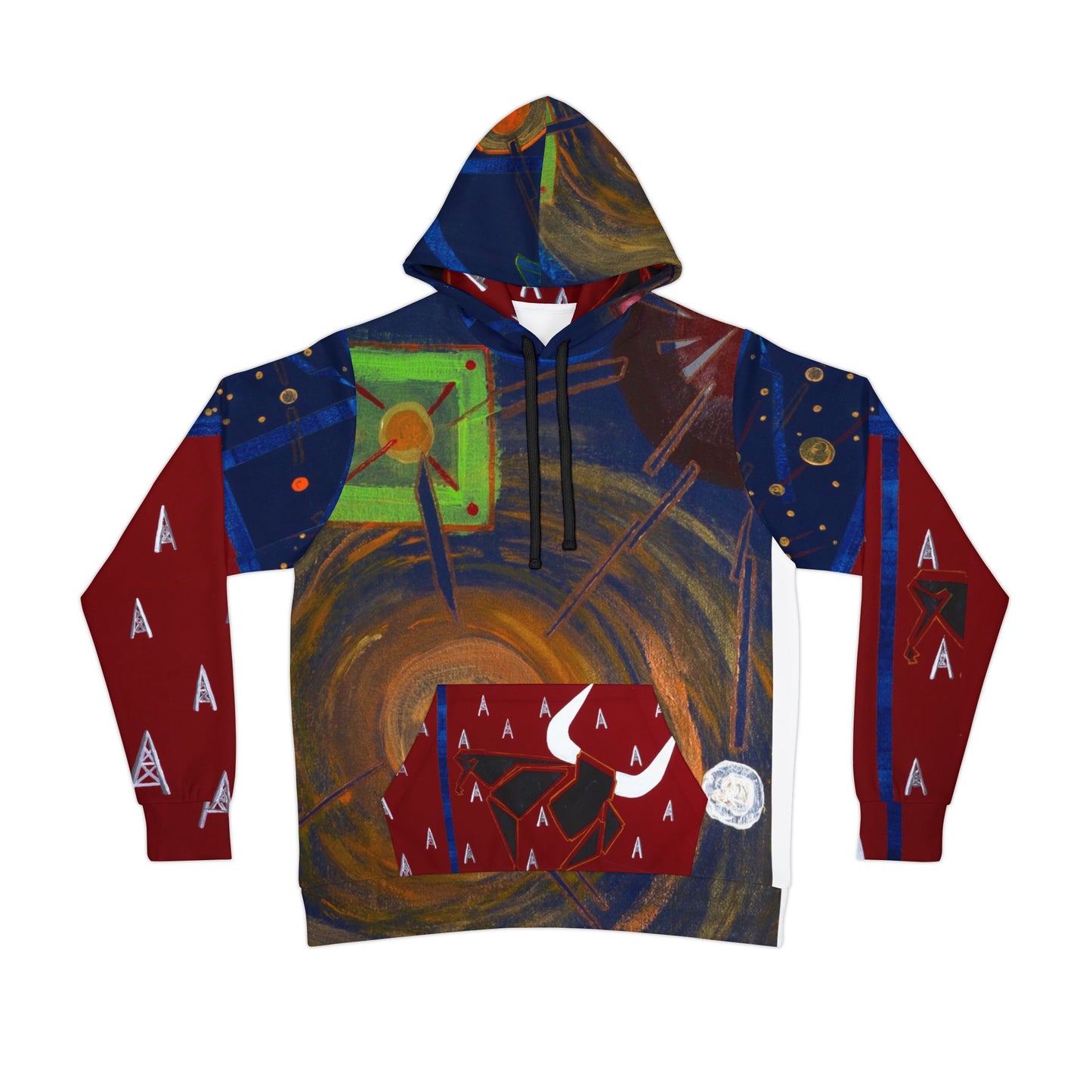 Bull in Space Abstract Athletic Hoodie