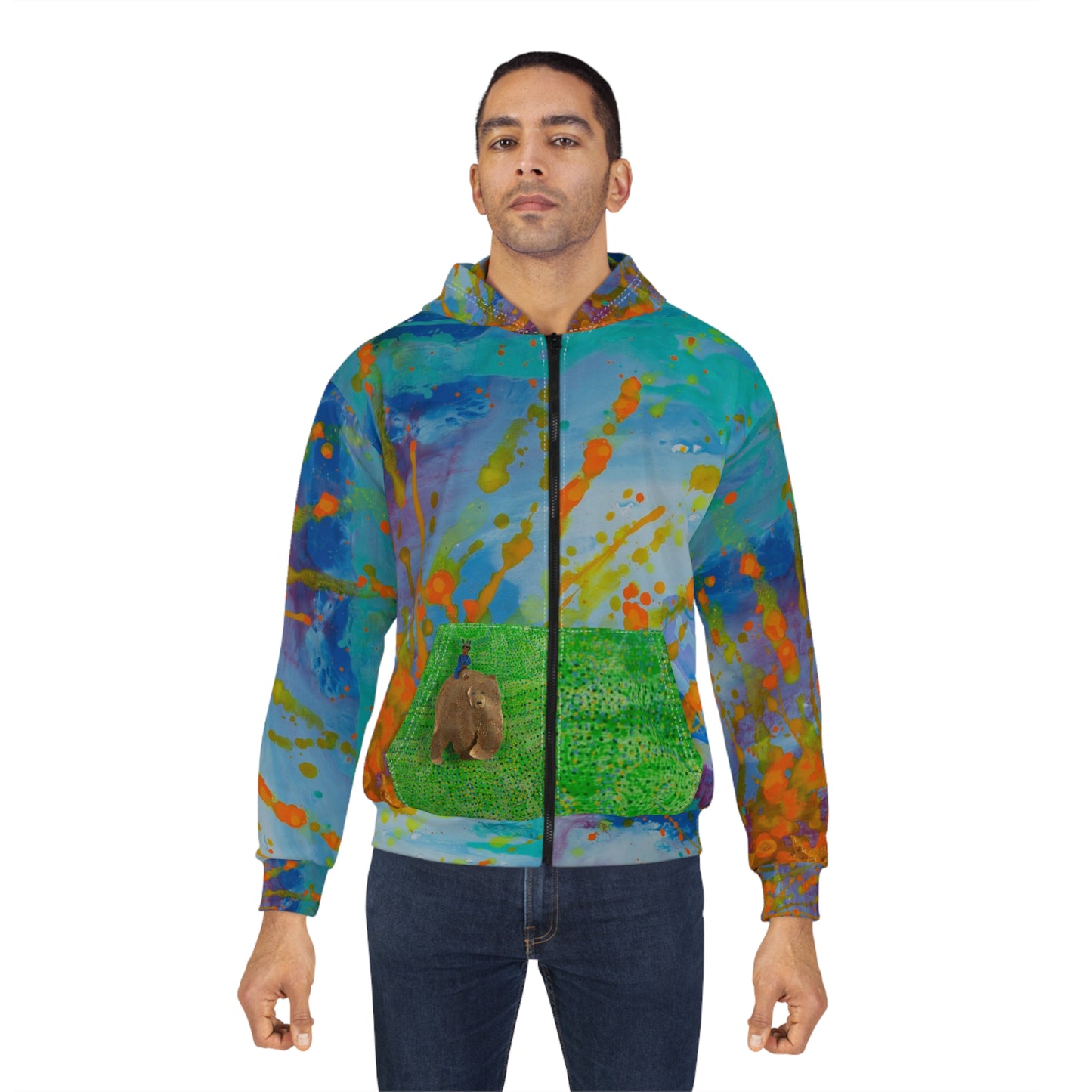 Limited edition Vibrant abstract Unisex Zip Hoodie- Artistic all over print