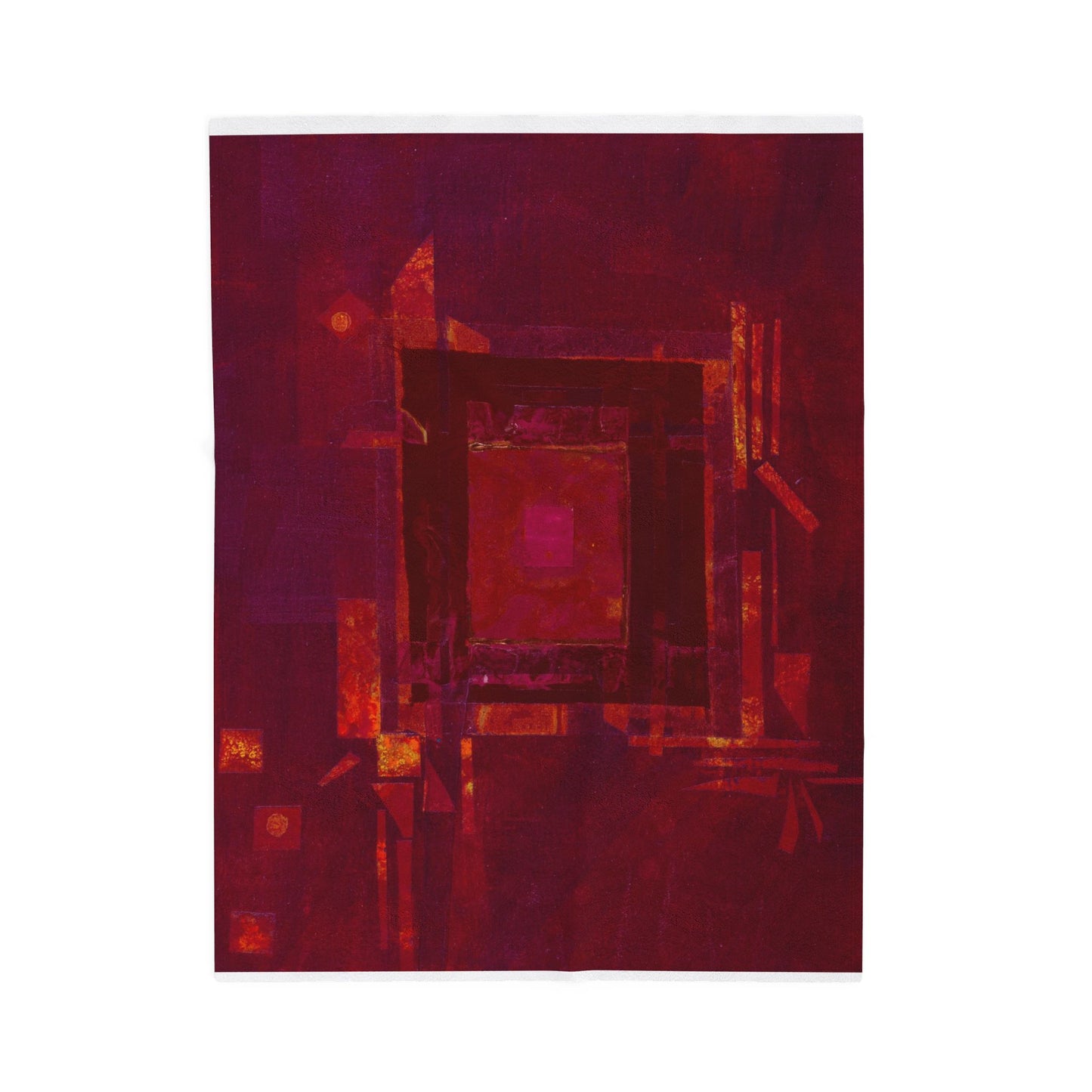 Geometric Red Velveteen Plush Blanket — Soft Cozy Throw with Modern Pattern