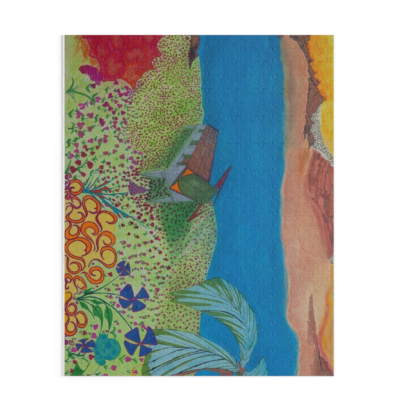 Tropical Beach Landscape Puzzle — Colorful Seaside 120/252/500-Piece Jigsaw