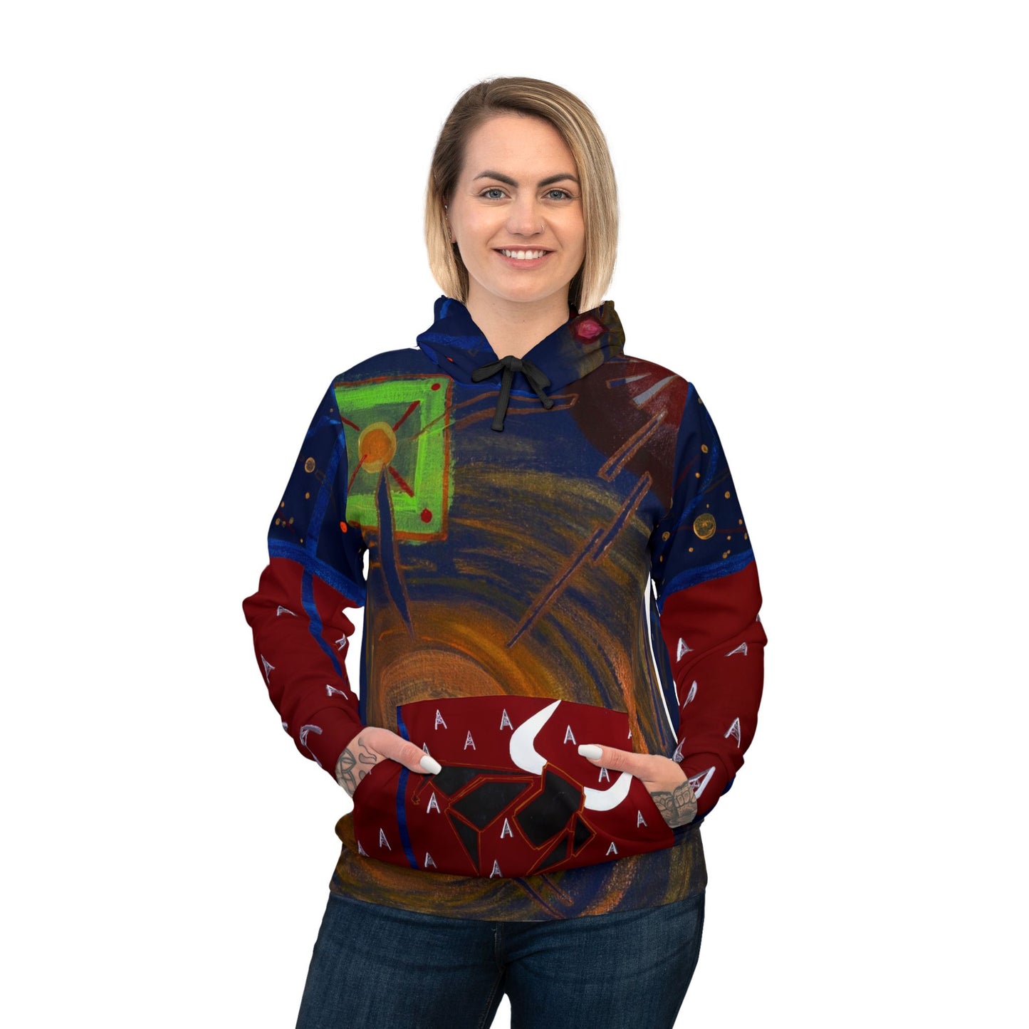 Bull in Space Abstract Athletic Hoodie