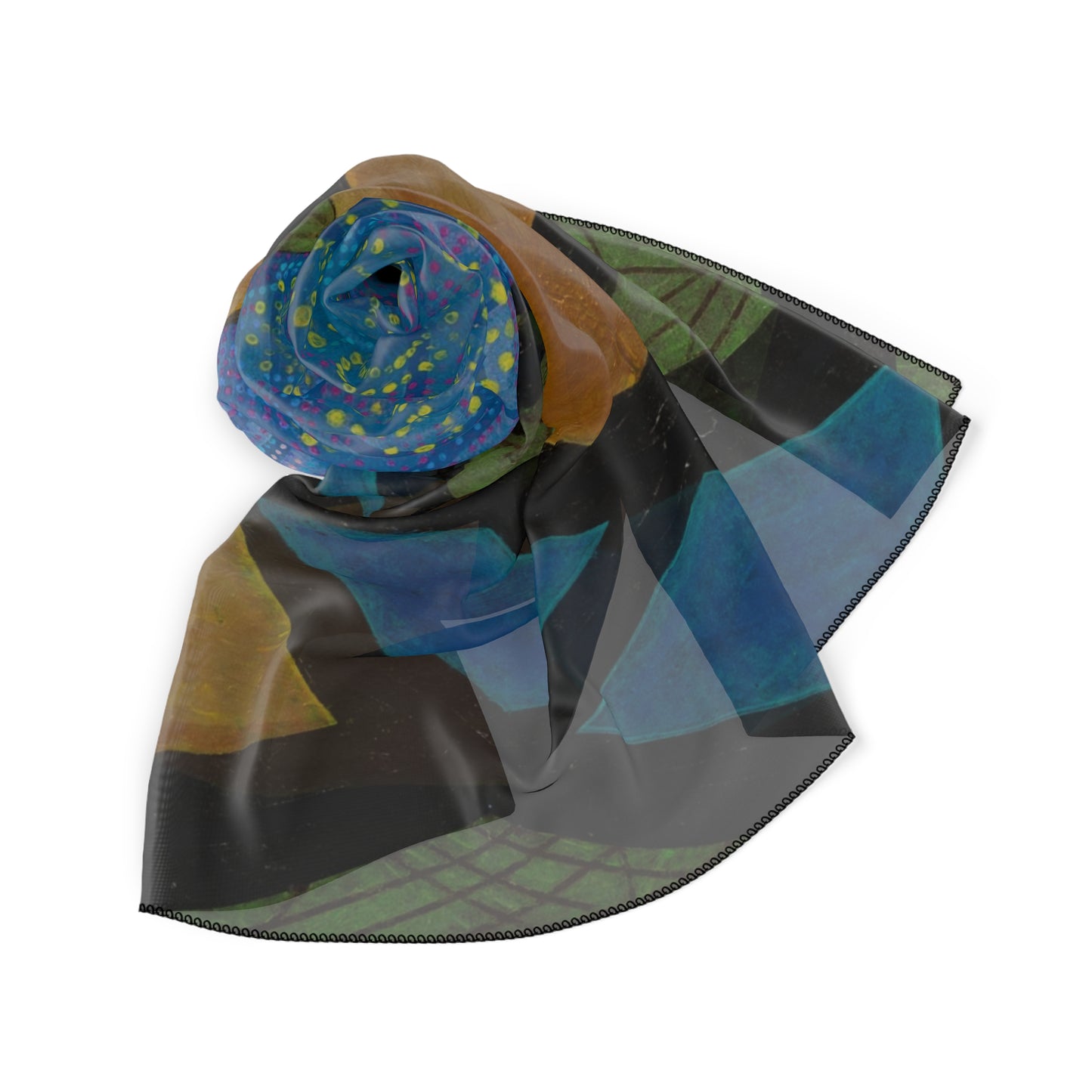 Vibrant Poly Scarf with Abstract Design, Fashion Accessory, Eco-friendly Gift, Bohemian Style Wrap, Summer Essential, Statement Piece