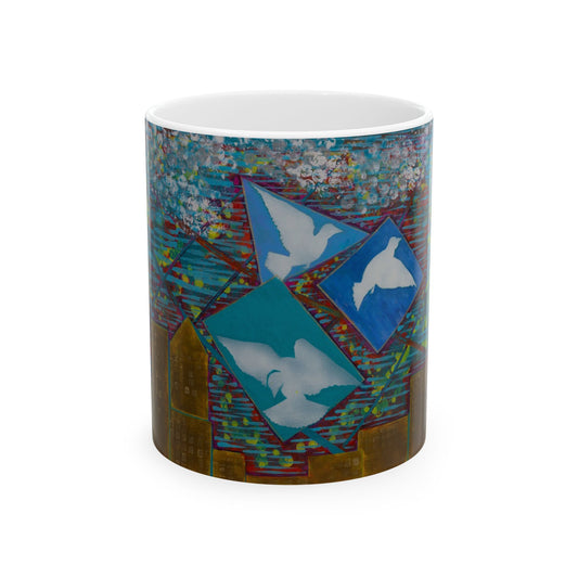 Artistic Ceramic Mug, Colorful Coffee Cup, Unique Drinkware, Gift for Art Lovers, Home Decor, Inspirational Design