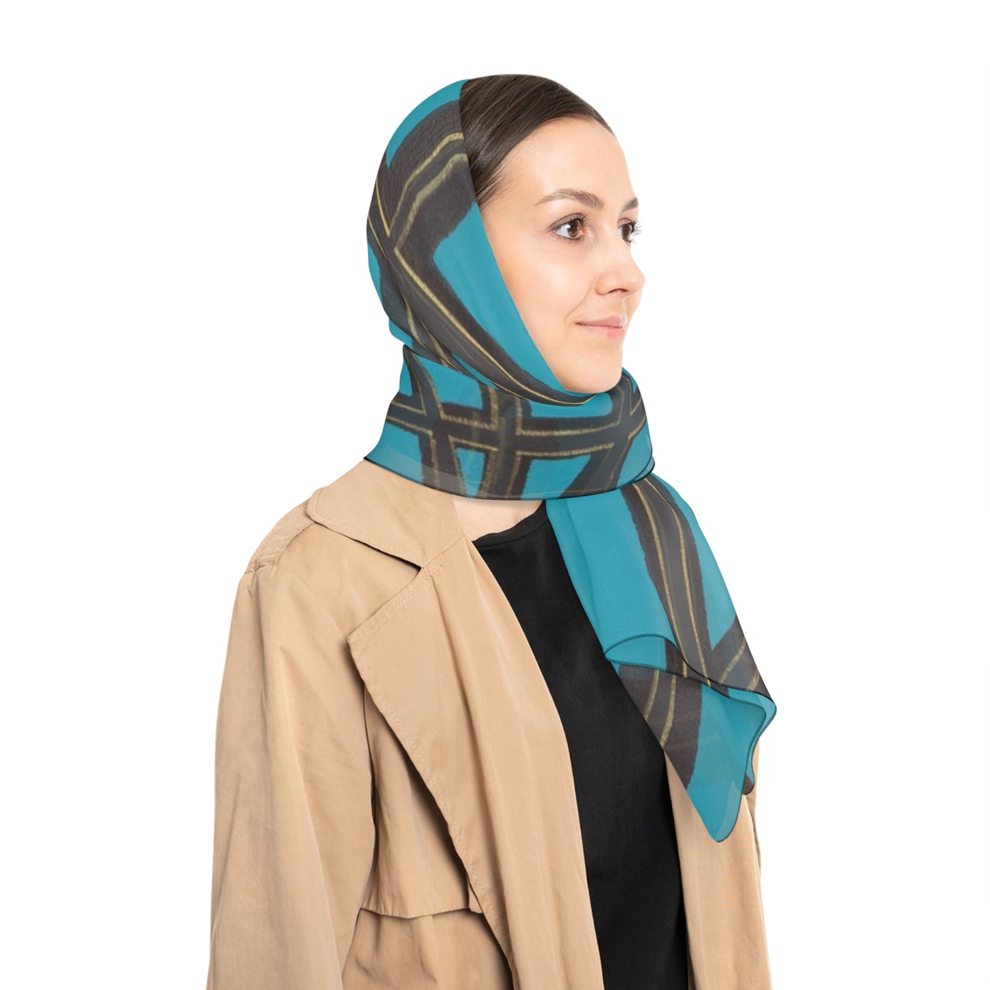 Artistic Poly Scarf | Lightweight Fashion Accessory | Statement Wrap, Gift for Her, Boho Style, Handcrafted Artwear, Seasonal Scarf