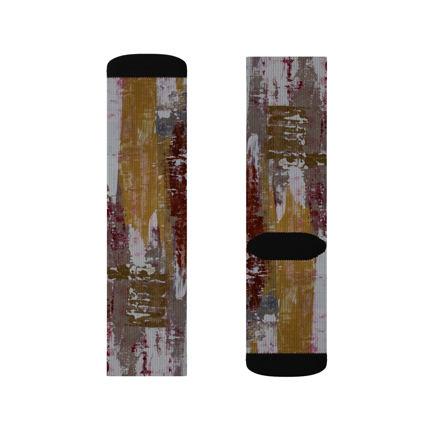 Abstract Brushstroke Sublimation Socks — Artistic Paint Texture Crew Socks