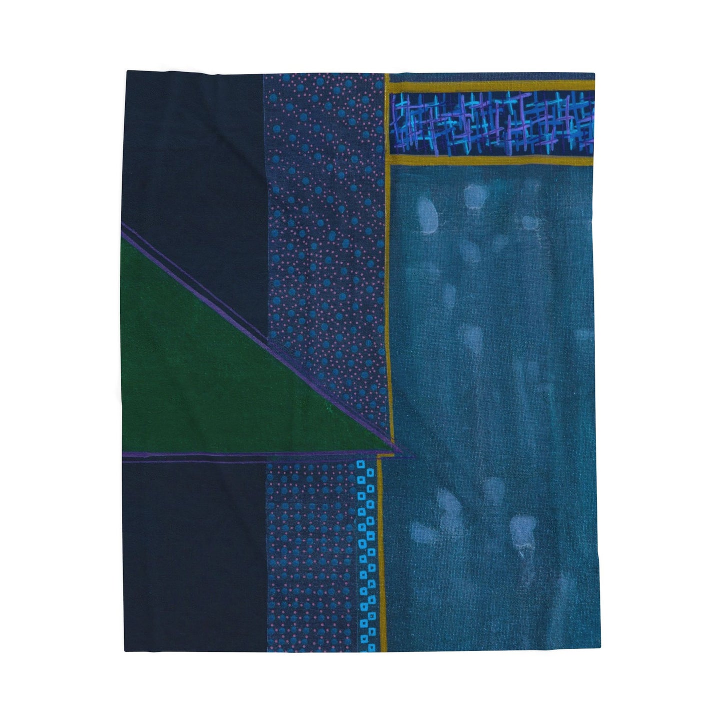 Blue Geometric Layers Velveteen Plush Blanket