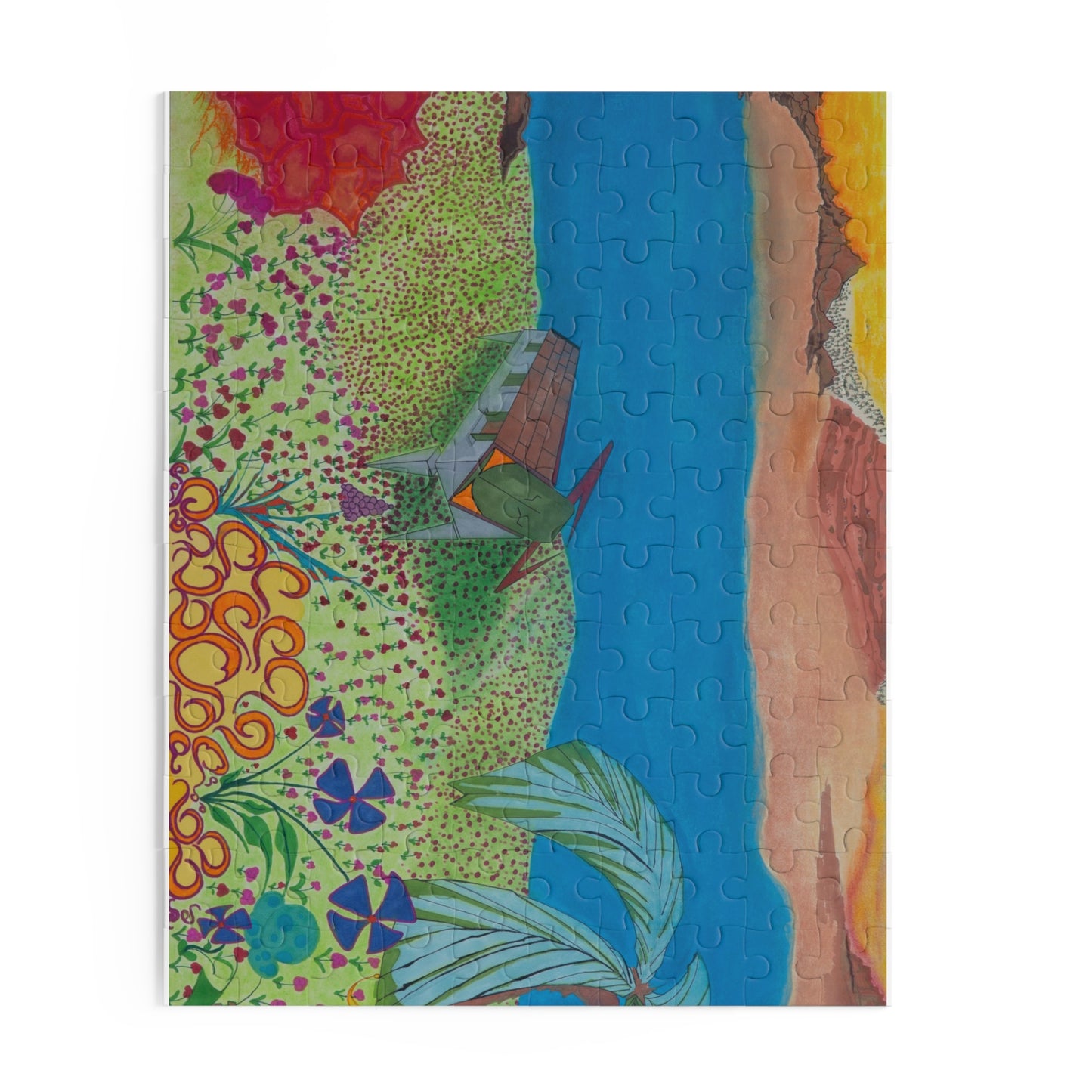 Tropical Beach Landscape Puzzle — Colorful Seaside 120/252/500-Piece Jigsaw