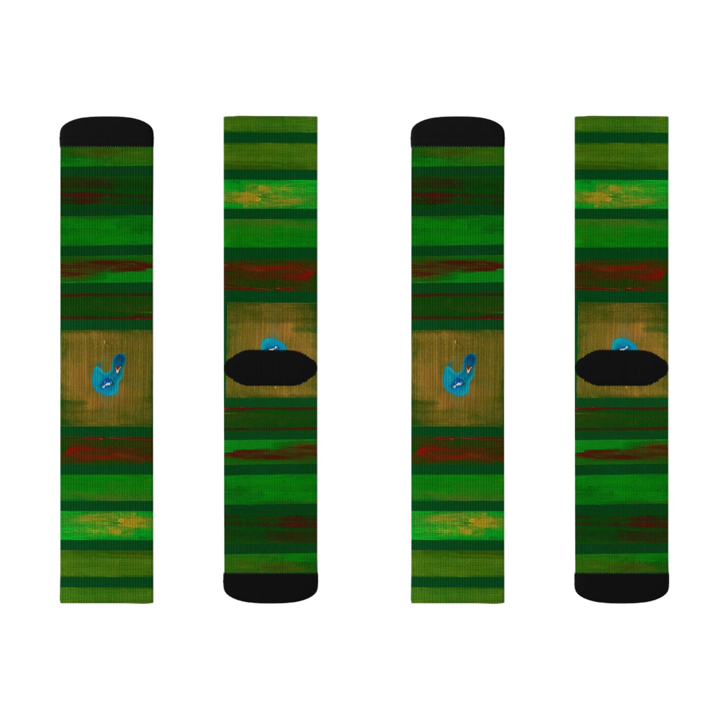 Green Striped Sublimation Socks — Nature-Inspired Crew Socks