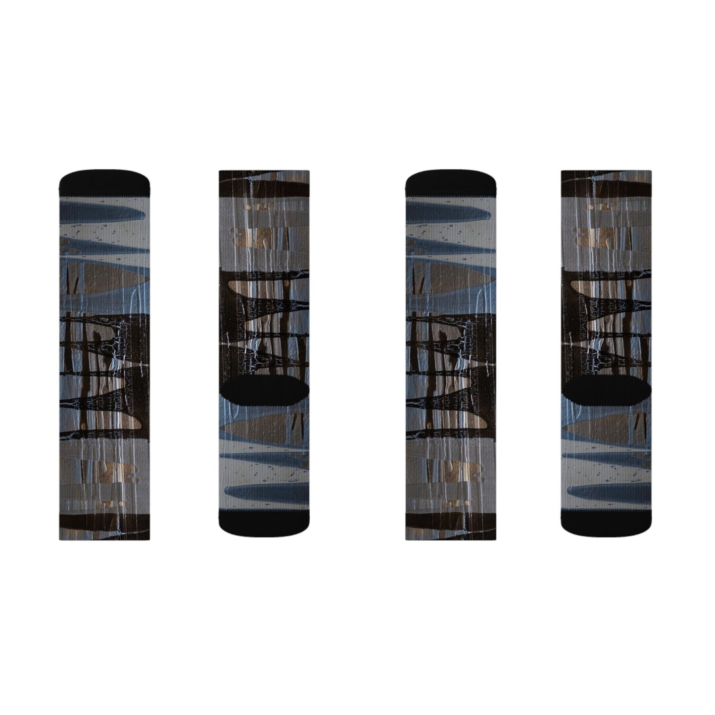 Abstract Grid Sublimation Socks — Modern Geometric Crew Socks